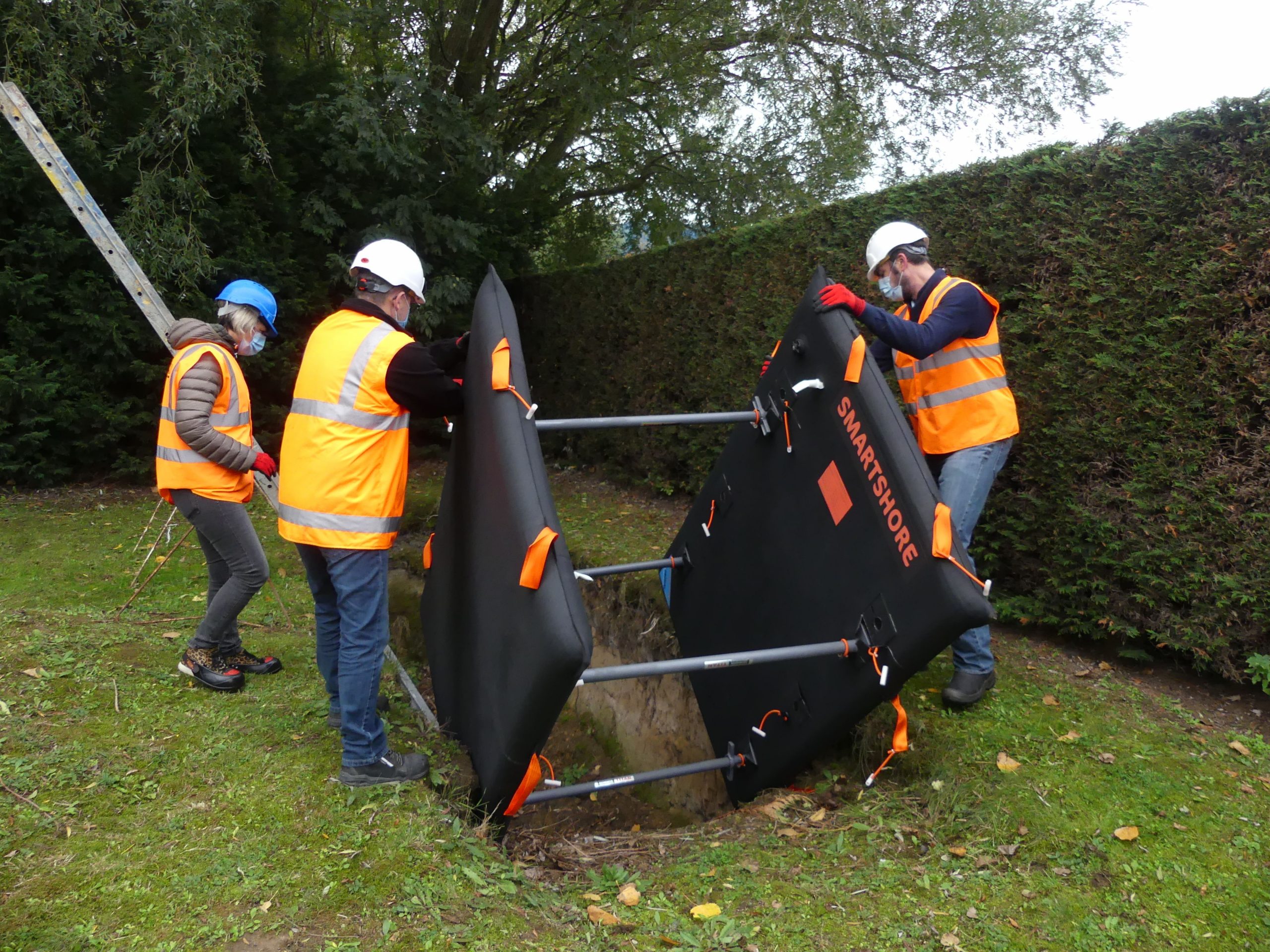 installation blindage de tranchée gonflable